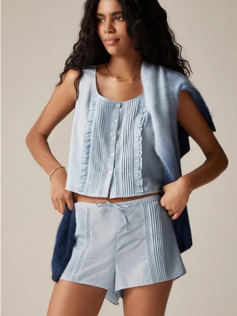 Light Blue Women's Sleep Set - Tank Top & Shorts